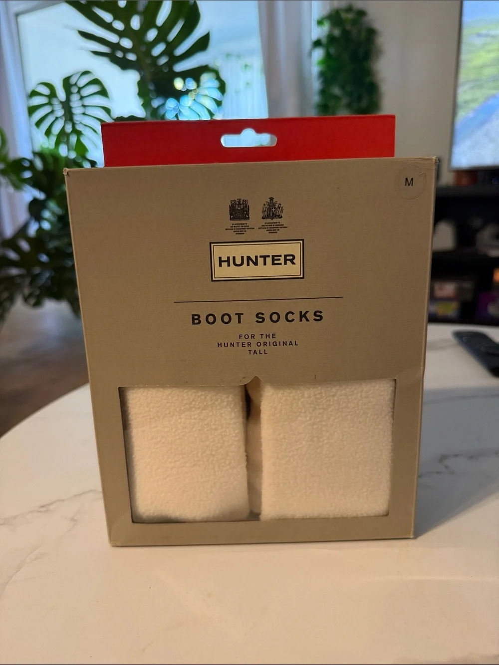 Hunter Cream Fold-Over Boot Socks with Logo